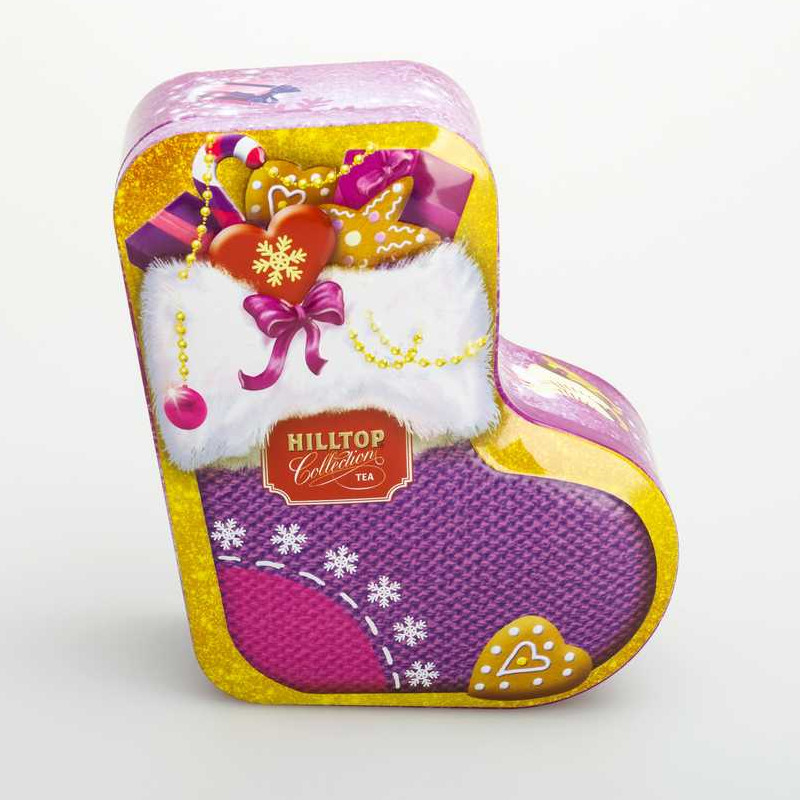 Customized Xmas Sock Shape Tin Box  DR0678A-01   144x132x55